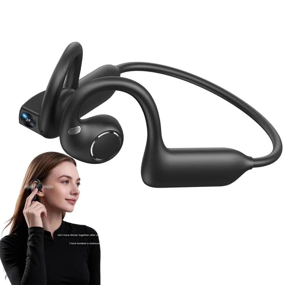 Bone Conduction Earphones with POV Camera, Wireless Headphones , Open-Ear Earbuds, Photo&Video Shooting, Audio Recording, Hands-free Call,AI Real Time Translation ,8GB Memory, 10 Hours Music Time , Free APP