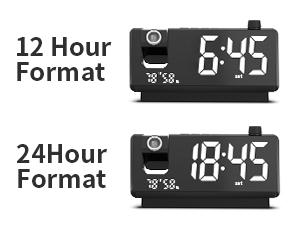 Mirror Face Projection Alarm Clock for Bedroom, Digital Clock with 180° Ceiling Projector, 3-Level Dimmer, Dual Alarm & USB Ports, Ideal Gift for Kids Elderly (Black)