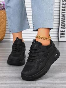 Mesh Breathable Thick Sole Sneakers, Lightweight Shock Absorbing Anti-Slip Outdoor Walking Shoes, Versatile Dad Shoes for Women
