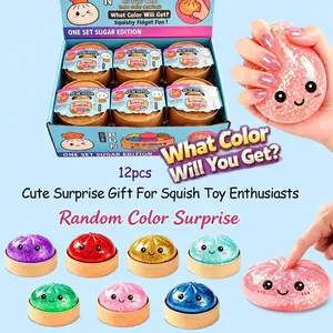 Sparkly Dumpling Baozi Surprise Blind Box Collection, Creative Slow Rebound Squeeze Squishy Anxiety Relief Toy, Limited Rare Mystery Gift Package, Minimalist Tabletop Decor Portable Office Decompression Souvenir