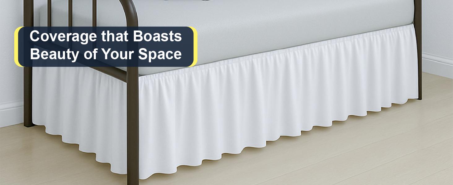 Ruffled Daybed Skirt with Split Corner, Hotel Quality Brushed Microfiber Twin Size Dust Ruffle 14 Inch Drop Sofa Bedskirt,, Stay in Place, White