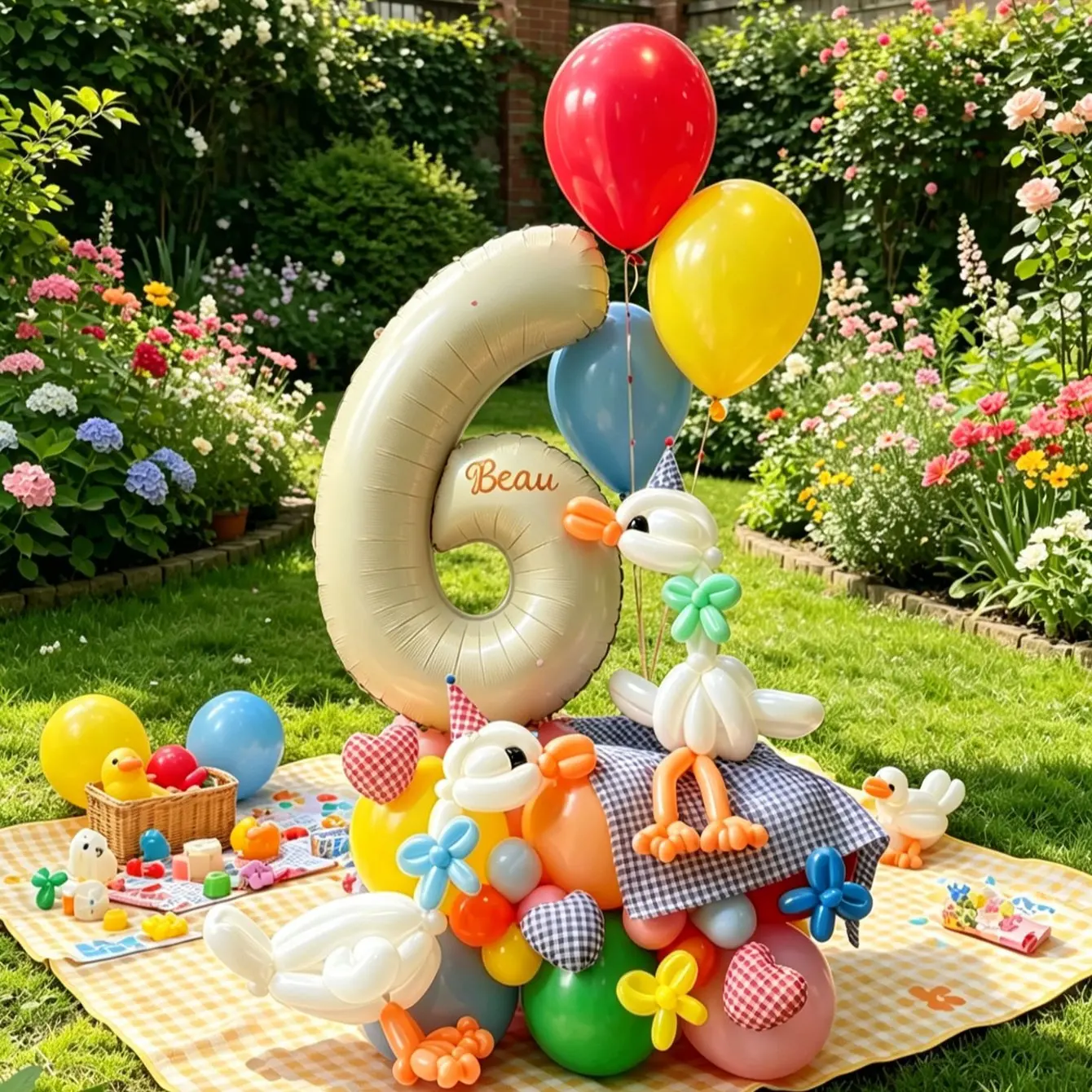48-Piece Children's Knitted-Style Birthday Column Balloons, Balloon Column Kit, Includes 32 Inch Cream Number Balloons, Multi-Color Latex Balloons, Perfect for Birthday Party, Outdoor Garden Picnic Party, Kindergarten Activity Setup