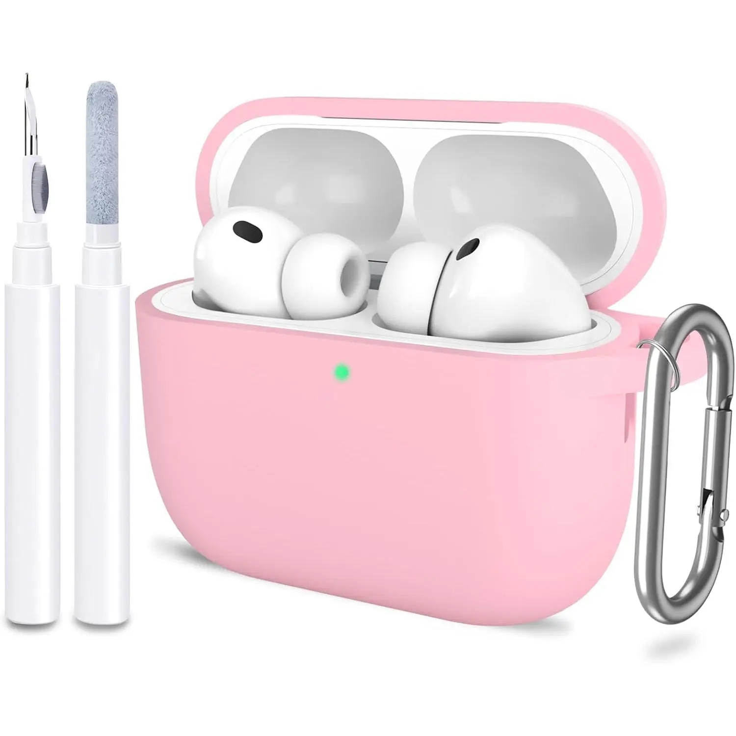 for AirPods Pro 3 Case Cover, Protective Soft Silicone with Keychain Cleaning Pen for Women Men for Apple AirPods Pro 3rd Generation Case(2025), Front LED Visible, Light Pink