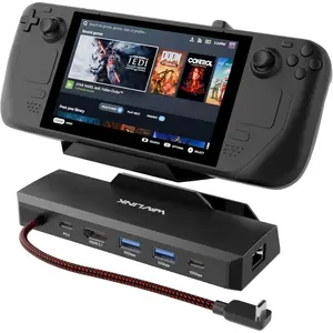 Steam Deck Dock, 6-in-1 Docking Station for Steam Deck/ROG Ally with 4K@144Hz HDMI 2.1, 100W PD in, 3X 10G USB 3.2, Gigabit RJ45