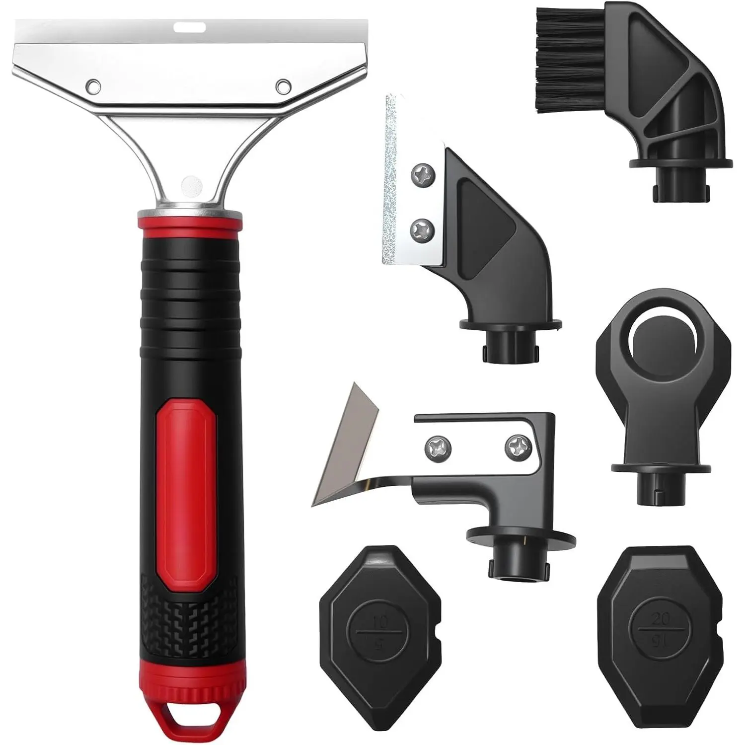 Caulking Tool,6 in 1 Caulk Remover Tool with Grout Scraper,Brush,Caulking Tool Kit for Kitchen,Bathroom,Window,Door