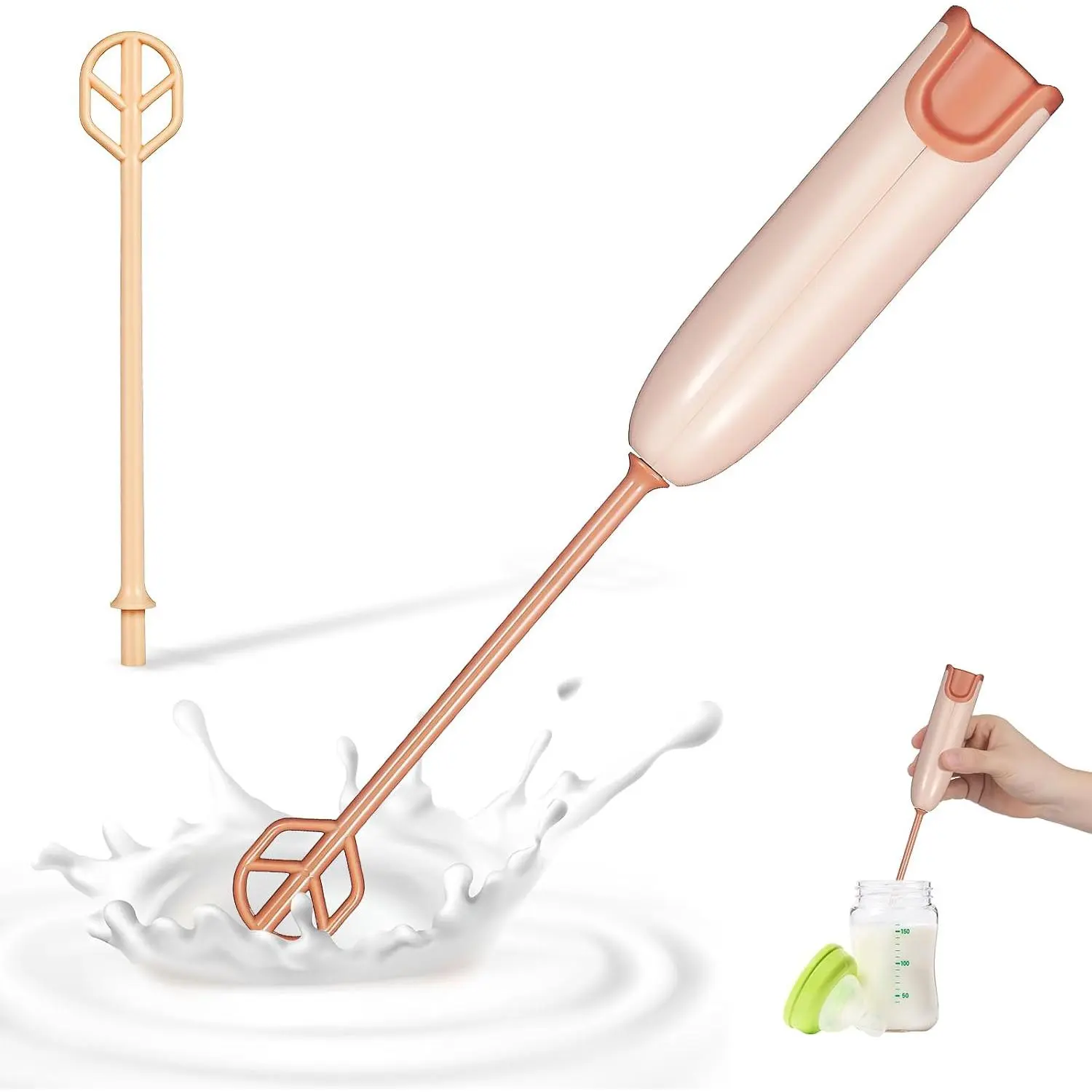 Handheld Electric  Formula Mixer with 2 Stirring Sticks, Portable Small Drink Milk  Mixer for Bottle  Coffee Travel Office  Stirrer