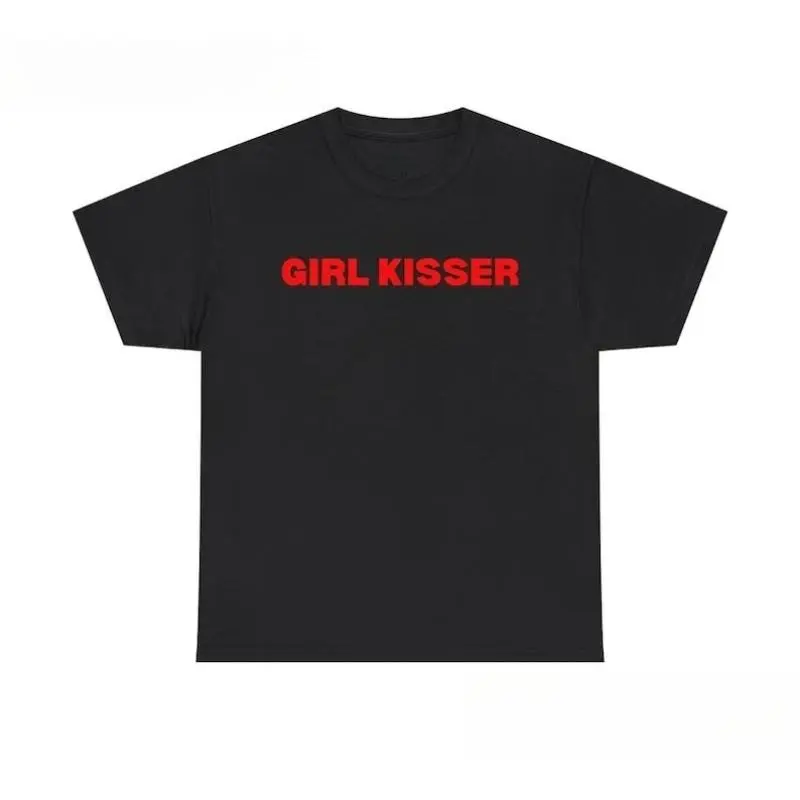 100% Cotton Girl Kisser Funny Unisex Tee, LGBTQ Pride Shirt, Humorous Graphic Tshirt, Rainbow Kiss Apparel, Sassy Statement Top