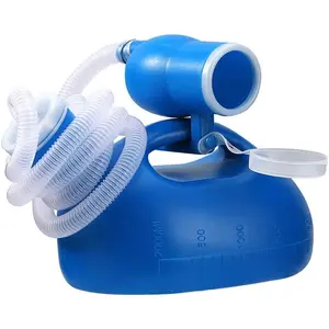 Male Urinal Bottle 68 OZ Portable Urinals for Men 59" Long Hose with Lid (Blue)