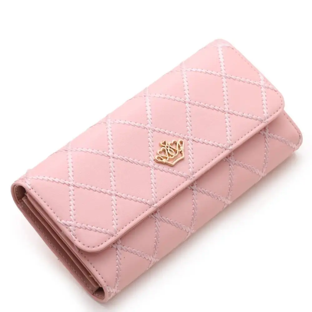 Women's Synthetic Quilted Look Long Slim-Length Leather Clutch Wallet, Diamond-Stitch Card Holder, Elegant Fashion Handbag Accessory, Daily Use Gift