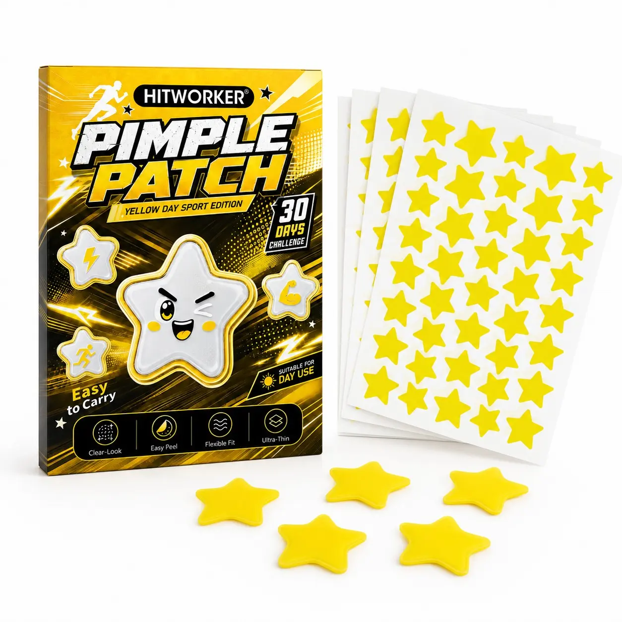 200pcs Pimple Cover Patches, Clear-Look Hydrocolloid Beauty Patches, Day and Night Use, Cute Star Patch, Easy Peel Spot Cover, Acne Pimple Patches