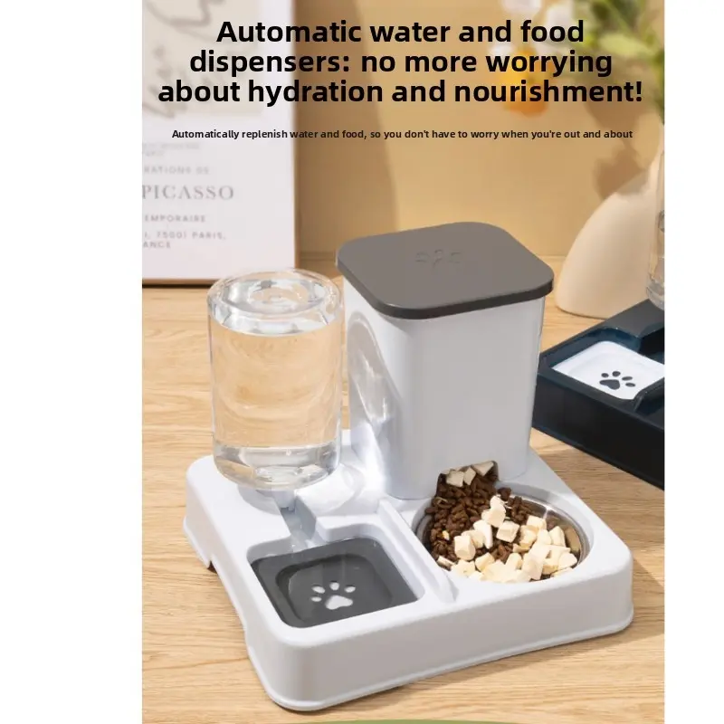 2-in-1 Automatic Cat Feeder and Water Dispenser, Large-Capacity Dual-Purpose Pet Bowl for Cats and Dogs (DM758)