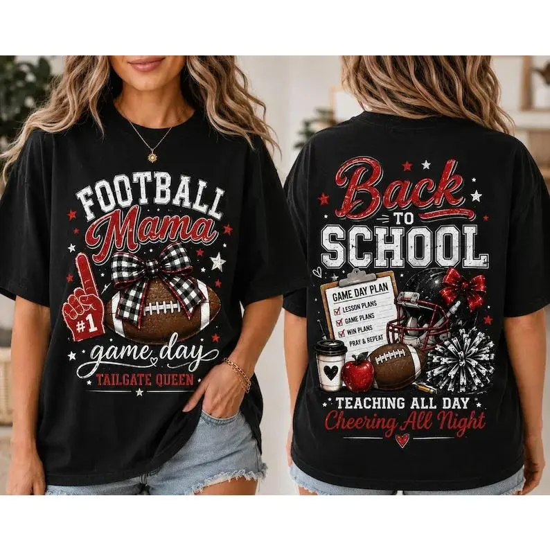 Football Mama T-Shirt, Back To School Teacher Football Tee, Game Day Tailgate Queen Shirt, Football Season Gift