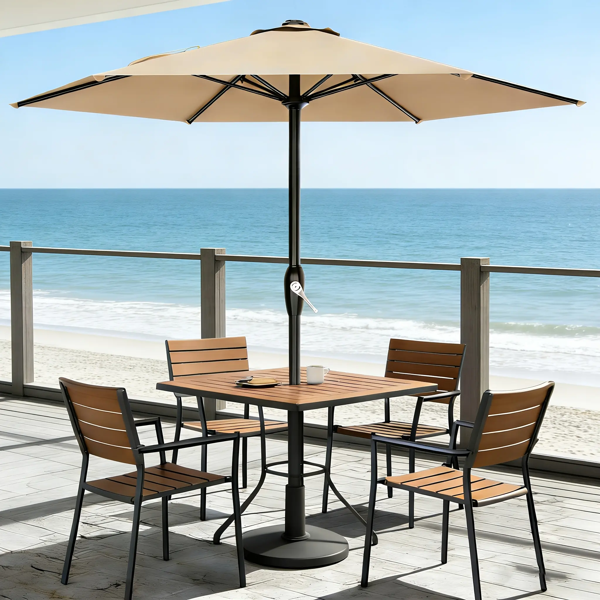 7.5' Umbrella Outdoor Patio, Pool Market Umbrella W/ 6 Fiberglass Ribs, Table Umbrella with Crank UV Protection for Porch, Deck, Yard, Garden
