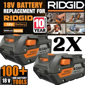 high quality  2 PACK For Ridgid 18V R840085 8.0Ah Lithium-ion Battery Rigid 18Volt R840087