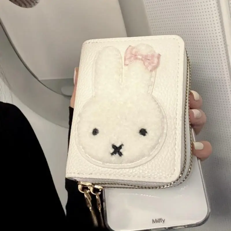 Miffy Card Pack Wallet Three In One Cartoon Miffy Rabbit Kawaii Double Layered Storage Id Bag Coin Purse Compact Portable