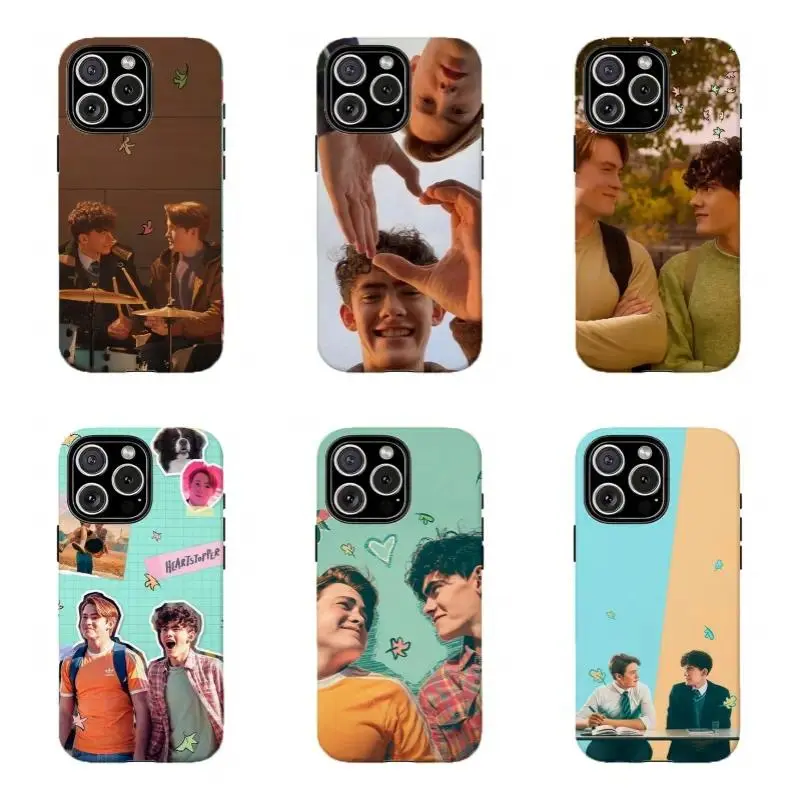 Warm Tone Heartstopper Phone Case - Nick Charlie Couple Aesthetic CoverCute Couple Heart Hand Pose Phone Case,Cover Suitable for iPhone 17-11 Pro Max/Plus and  Samsung Galaxy S23-25