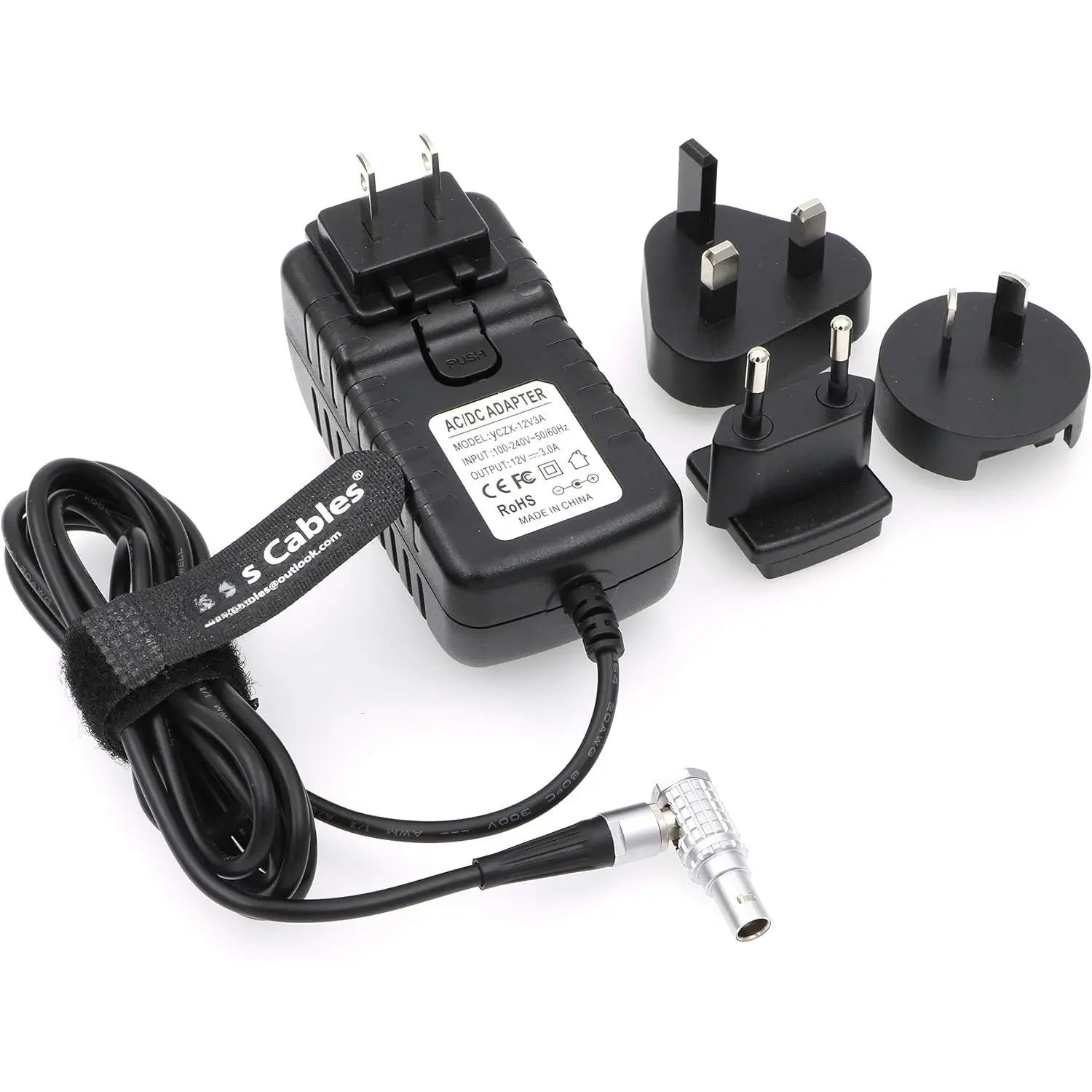 Teradek Power Adapter Converter  Right Angle 2 Pin to  AC with  UK EU AU Plugs for Z CAM E2 Flagship Teradek Cube Hollyland  600