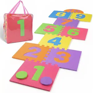 Hopscotch Playmat Foam Interlocking Puzzle Floor Mat - 10 Large Number Tiles (12" by 12" Square Blocks)