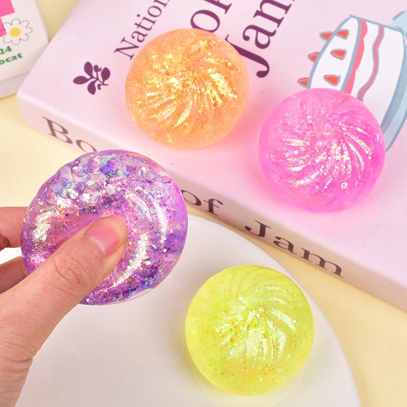 Colorful Dumpling Stress Relief Toy, Soft Squeezable Stress Relief Sensory Ball, with Food Steamer