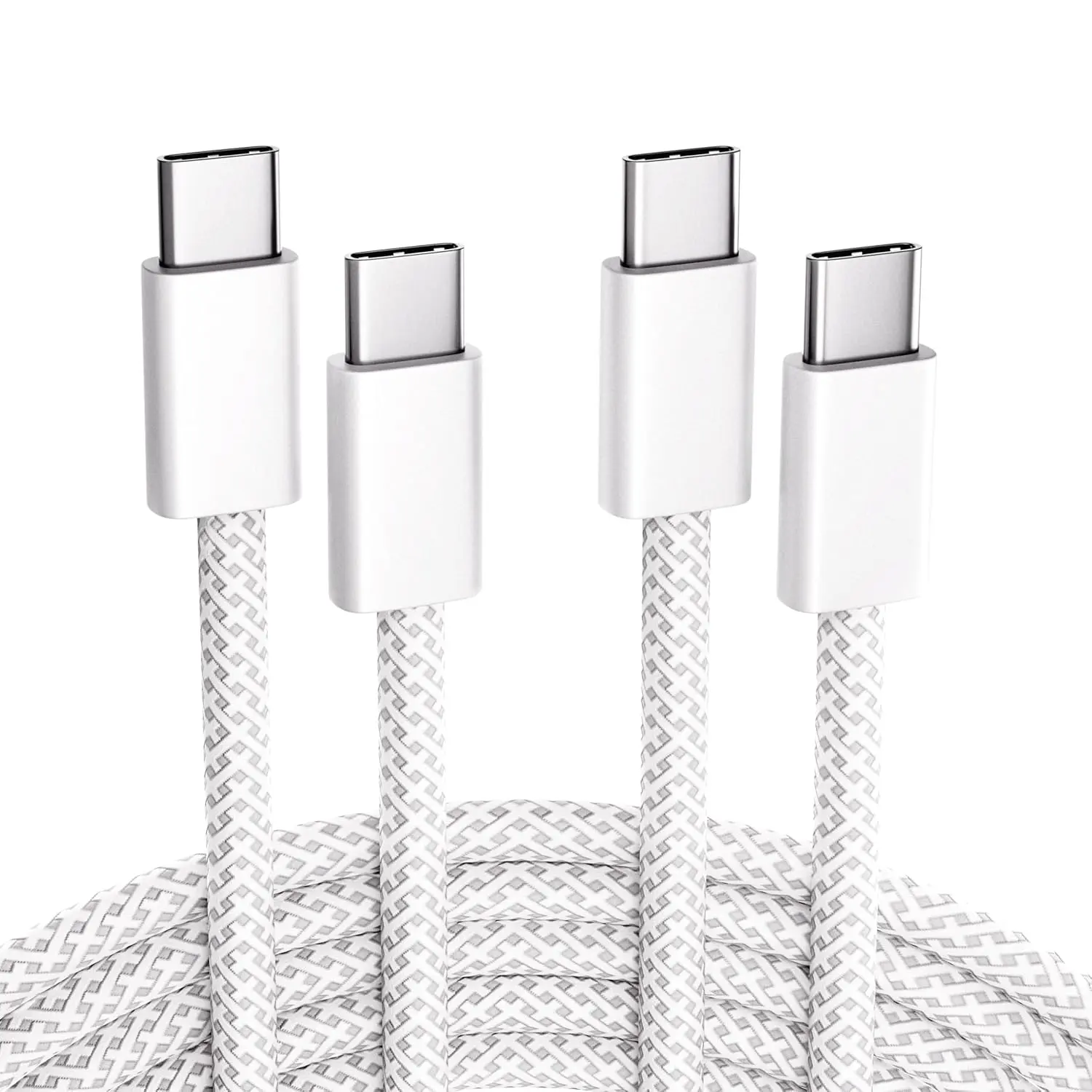 USB-C to USB-C  2-Pack, 60W  ,  Nylon Braided, USB-C Power Delivery, Data Sync for  15/16/17, Android, , iPad, MacBook (2pack-6ft)