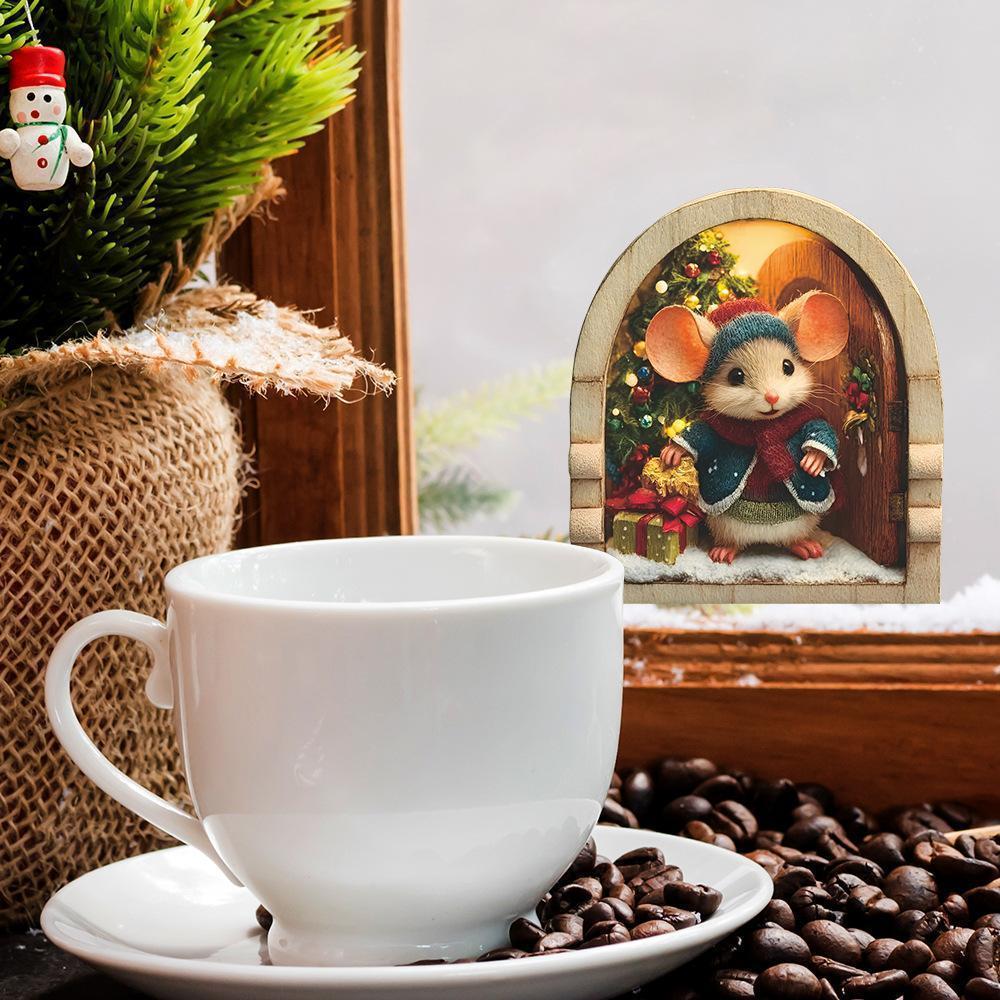 Cute Christmas Small Mouse Wall Stickers Xmas Decoration For Home Noel Navidad Merry Christmas Decor 2025 Happy New Year 2026
