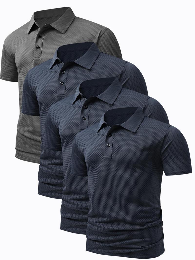 Men's Solid Color Polo Shirt, Regular Fit Casual Short Sleeve Collared Top for Summer, Fashion Men's Clothes for Daily Wear