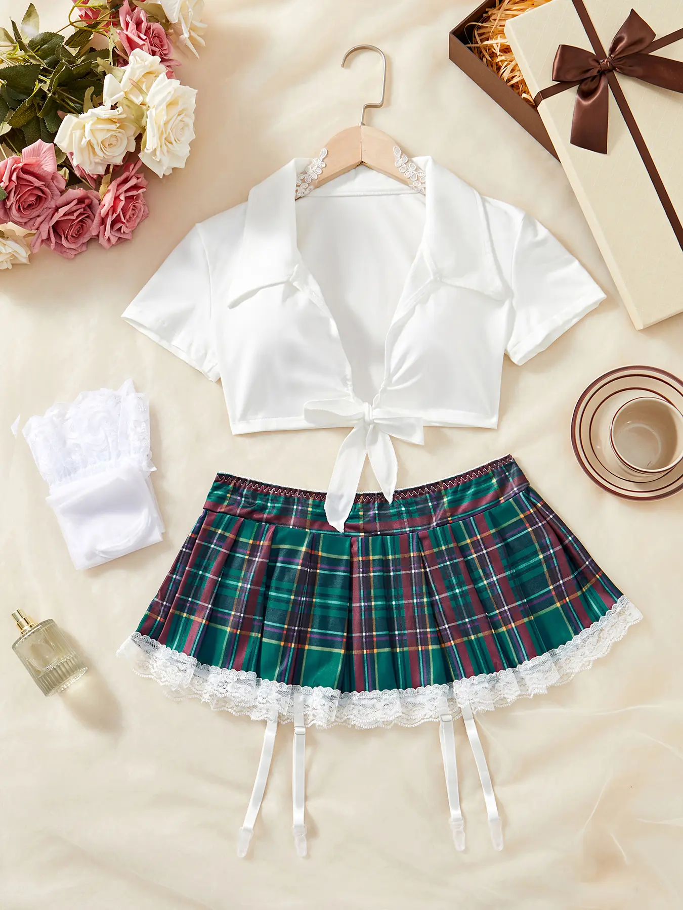 Women's Sexy Costume Set, Fashionable Comfortable High-Quality Material, Includes Stocking, Elegant Women's Clothing Preppy sexy cool girl outfits clean girl style