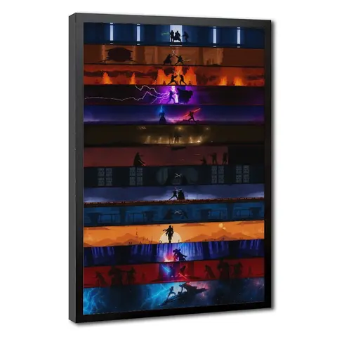 Lightsaber Canvas Wall Art Poster - Minimalist Framed Sci-Fi Art, Hanging Home Decoration for Bedroom Gaming Setup, Gift for Sci-Fi Movie Fans