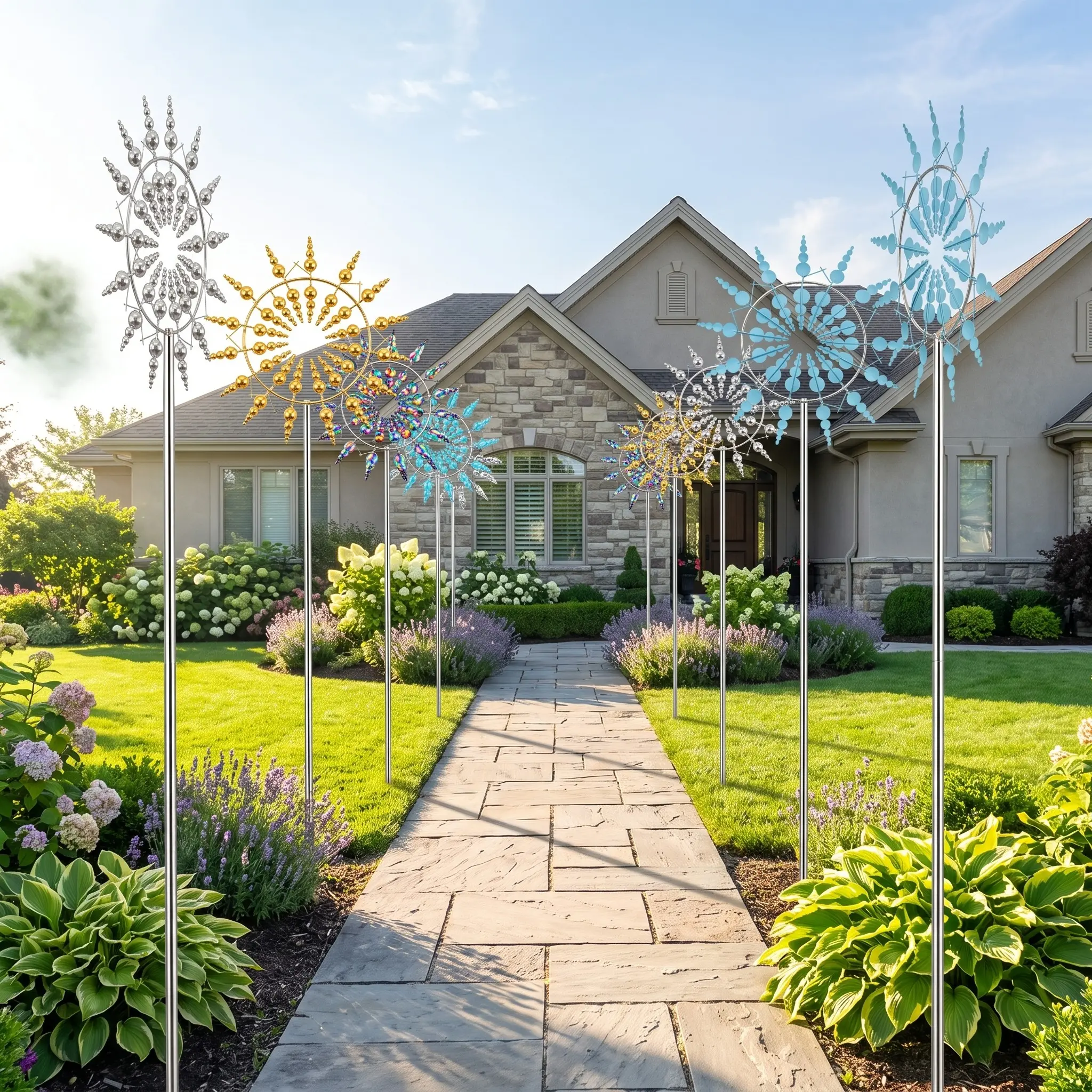 3D Metal Wind Catcher Spinner, Rustic Iron Garden Sculpture, Durable Outdoor Kinetic Windmill Decor, Elegant Yard & Patio Decor