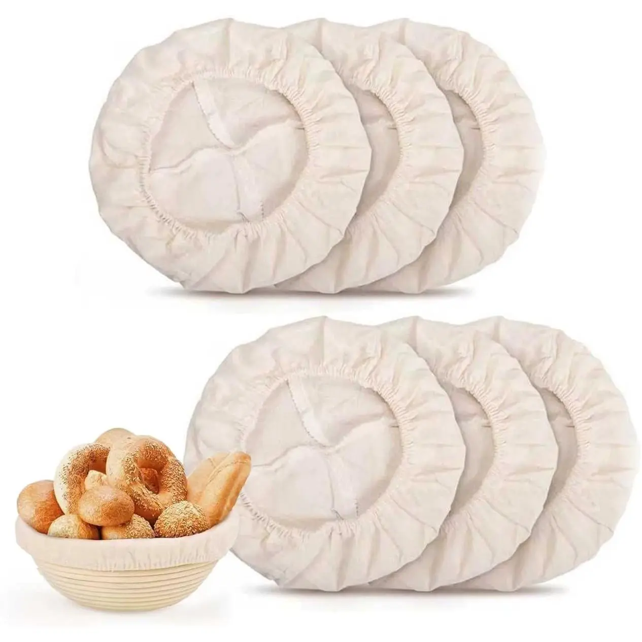6 count Bread Proofing Basket Cloth Liner, 10 Inch Round Banneton Basket Liner,  Rattan Banneton Proofing Cloth for  Baking