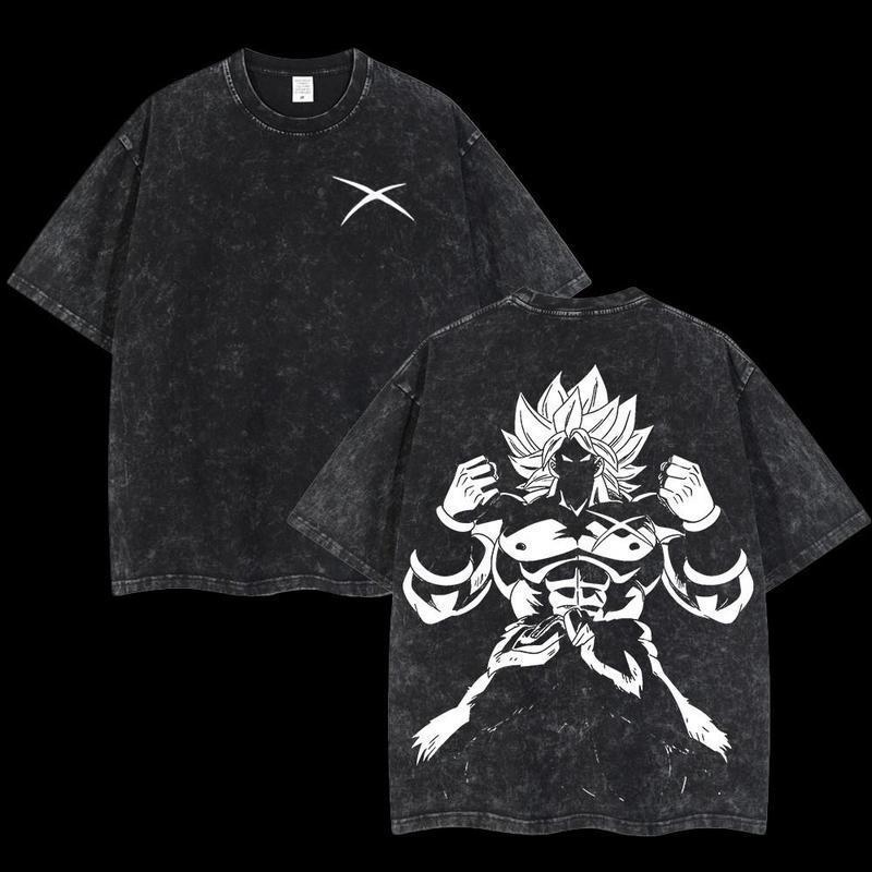 Retro Heavy Limited Broly The Legendary Super Saiyan Dragon Ball Anime Double Printed Vintage Oversized Washed Tee Unisex Acid Washed Lightweight Cotton T Shirt Hoodies Sweater Casual Streetwear Top Gift For Anime Fans And Lovers