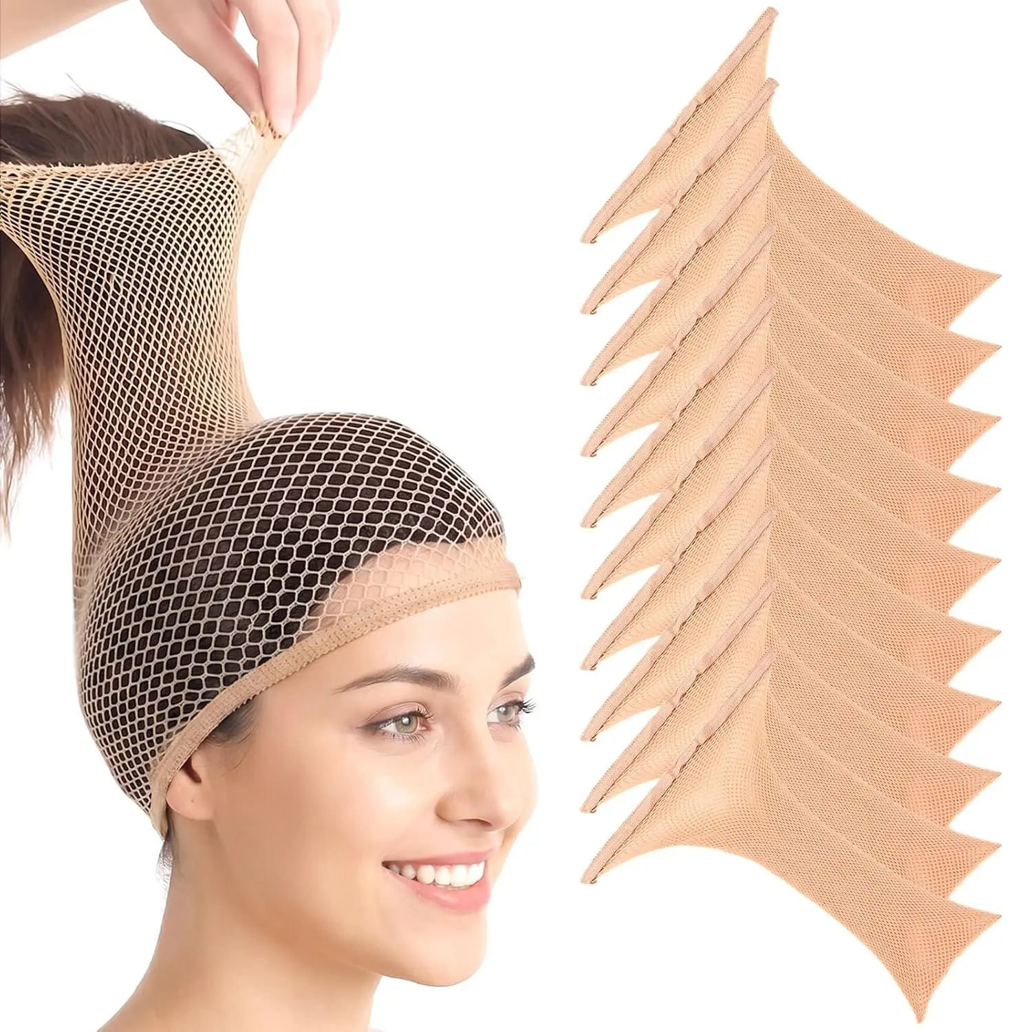 10 count Wig Caps Nude Hair Net for Wig Women Elastic Large Mesh Hairnet Non Slip Nylon Hairnet for Long Hair   Party