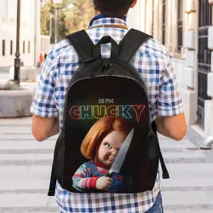 1pc Chucky Backpack - Horror Movie Backpack with Knife Graphic, Lightweight Large Capacity School Bag, Adjustable Shoulder Straps, Zipper Closure - for College, Travel, Halloween Costume - Men & Women, Travel Luggage Accessory, Bold Graphic Design