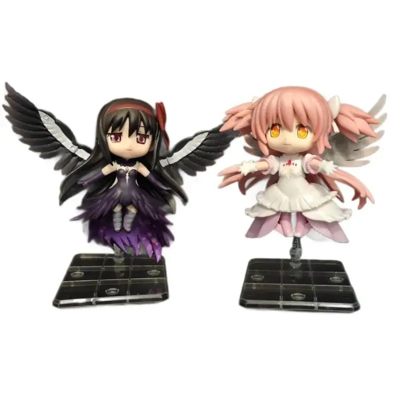 Chibi Madoka Magica Kaname & Akemi Homura Madoka Figures - Unisex PVC Mini Replica Collectible Set, Puella Magi Anime Manga Action Figure, Desktop Decoration for Anime Fans