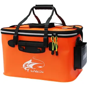 Fishing Bucket, 6Gallon/8Gallon/10Gallon Foldable Fish Bucket,Live Fish Container Multi-Functional Live Fish Bait Bucket,Outdoor Camping EVA Fishing Bag and Fish Protection Bucket