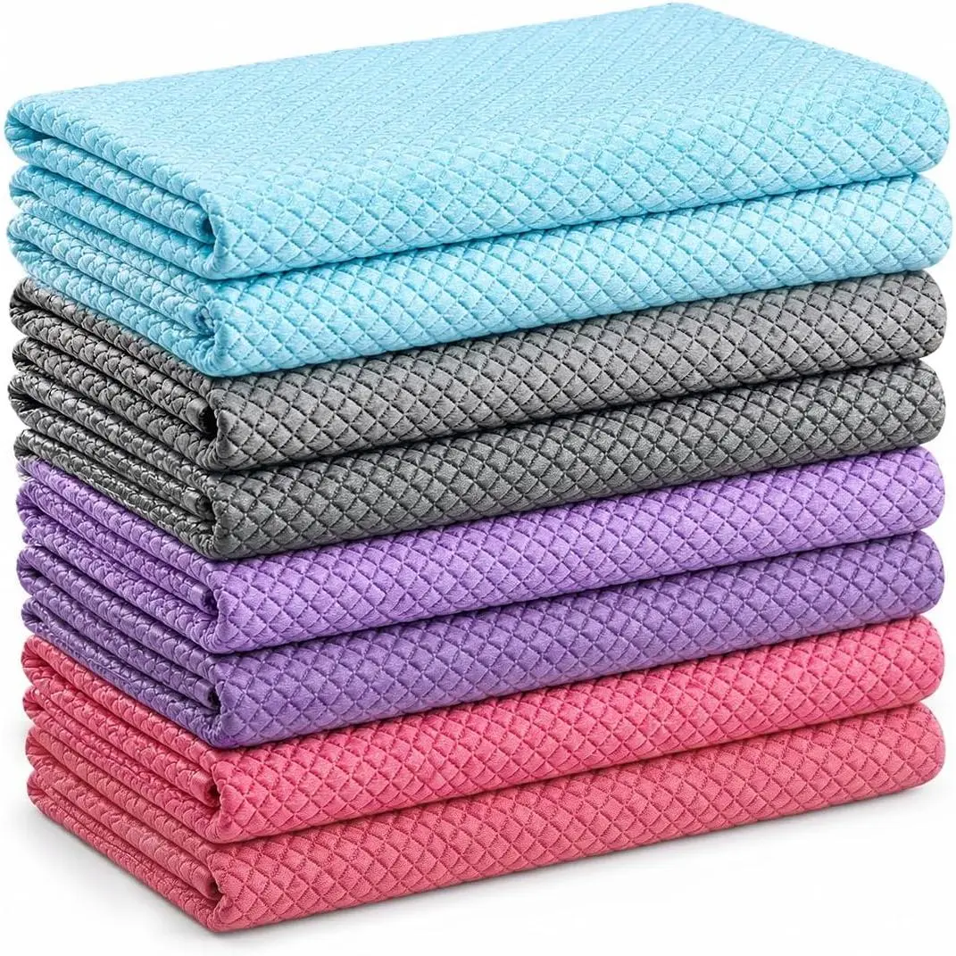 Microfiber Glass Cleaning Cloth,  Fish Scale Cloth 8 Pack | Streak Free Lint Free Cleaning Towels, Quick Drying Polishing Cloth for Window, Kitchen, Shower, Stainless Steel, Auto