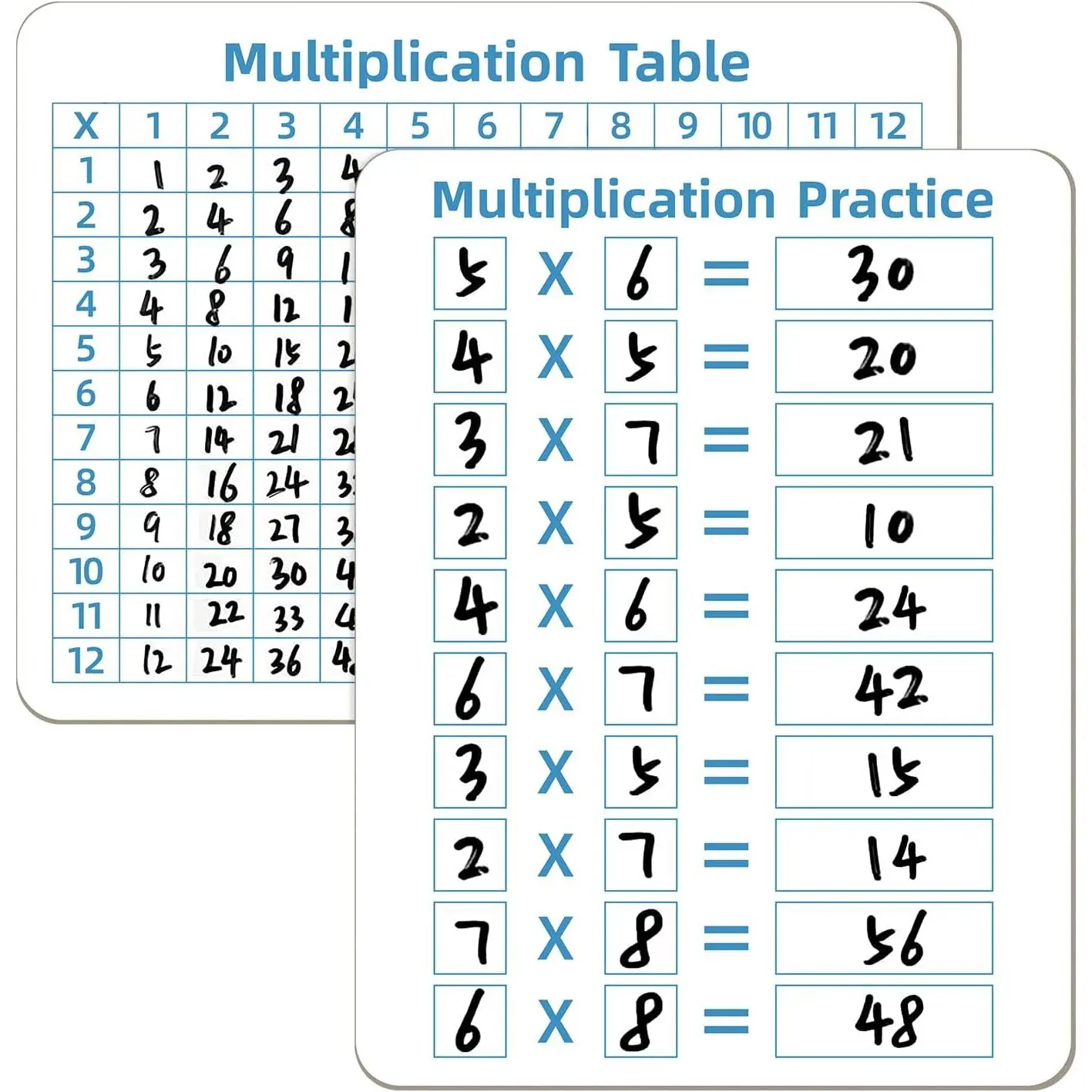 Multiplication Chart Whiteboard - Double-Sided Times Table, 9" x 12" Dry Erase Board, Math Manipulatives White Board for  Students, Classroom and  Learning