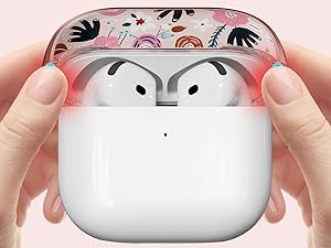 BASIC SUPPLY with Safety Lock for AirPods 4 Case,Clear Floral Cute AirPod 4th Generation Case for Women Girly with Cleaner Kit and Keychain- Purple Flower