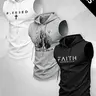 Men's American Religious Style Hooded Vest, Elastic Breathable Printed Top, Casual Sports Training Tank Top, Loose-Fitting, Sleeveless Gym Tops, Sleeveless Workout Vest, Sports Vests