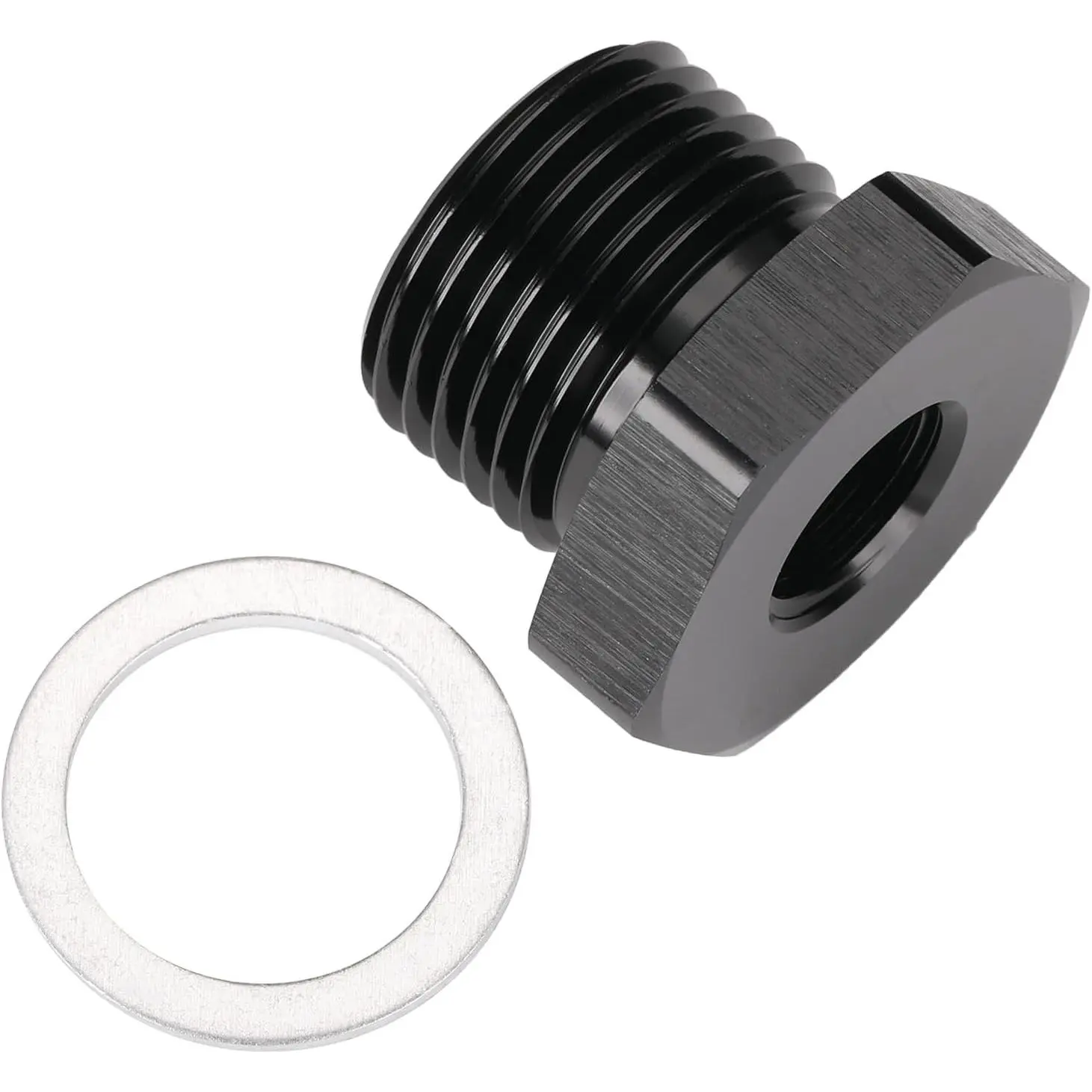 M18x1.5 Male Metric to 1/8 NPT Female Oil Pressure Sensor Adapter Fitting Reducing Bushing Aluminum Black