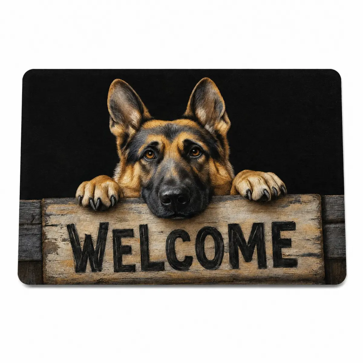 3D German Shepherd Door Mat, Realistic Dog Peeking Welcome Rug, Cute Pet Lover Floor Mat, Funny Puppy Home Decor Carpet for Front Door Entryway Bathroom Bedroom Living Room