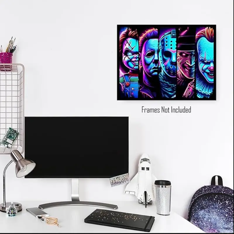 Horror Movie Villain Wall Art Print, Chucky Jason Michael Myers Freddy Krueger, Teen Room Decor, Bedroom Office Living Room Decoration