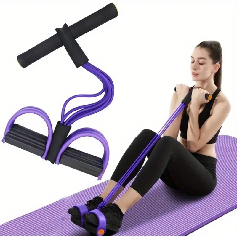 Resistance band puller with handles, multi-functional yoga sit-up pull rope, men's and women's pedal tensioner exercise machine, foot pedal puller, 6-strand rope, thickened foot pedal, sit-up, multi-functional fitness and belly slimming artifact;