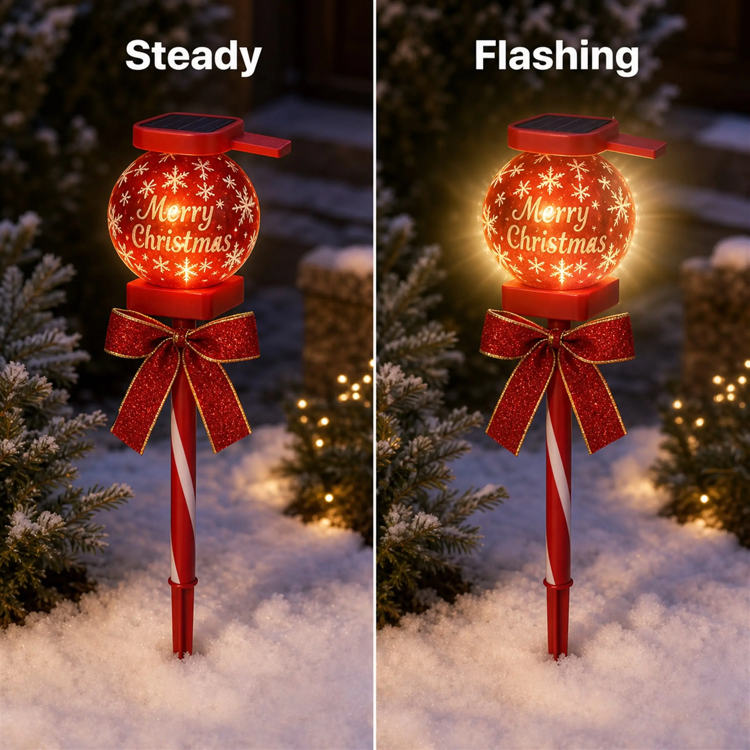 Solar Powered Christmas Decoration Ball, Waterproof Outdoor Lawn Light, PVC Material, Festive Garden Lighting, Holiday Atmosphere Enhancer