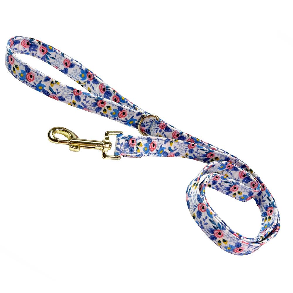 Floral Engraved Dog Collar with Leash, Personalized Metal Buckle for Medium Large Dogs