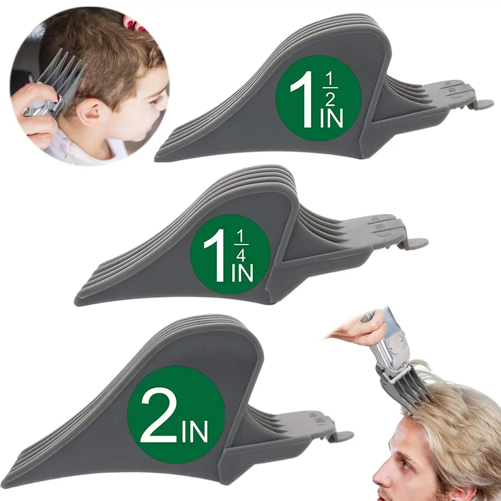3 Pack Gray Jumbo Hair Clipper Guide Combs, Sizes#10#12#16, 1.25/1.5/2 Inch Large Cutting Length Replacement Guards for 1-5/8" to 1-3/4" Wide Blade Hair Trimmers