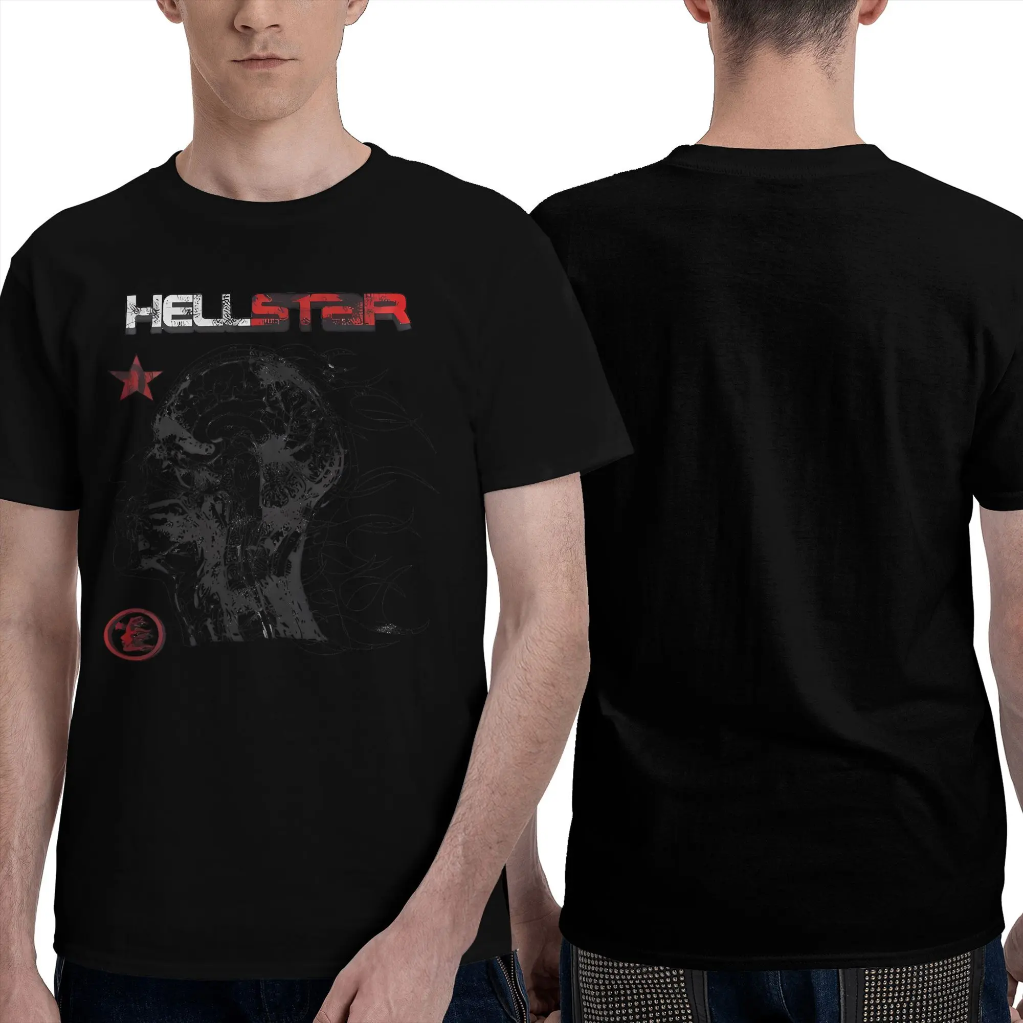 Hellstar Studio Graphic Vintage Graphic T Shirt For Women Men, Retro Print Short Sleeve Tee, Cotton Casual Streetwear Shirt, Halloween Outfit Top, Football Enthusiast Gift, Trendy Pullover Tee, Oversized Graphic Tee For Everyday Wear