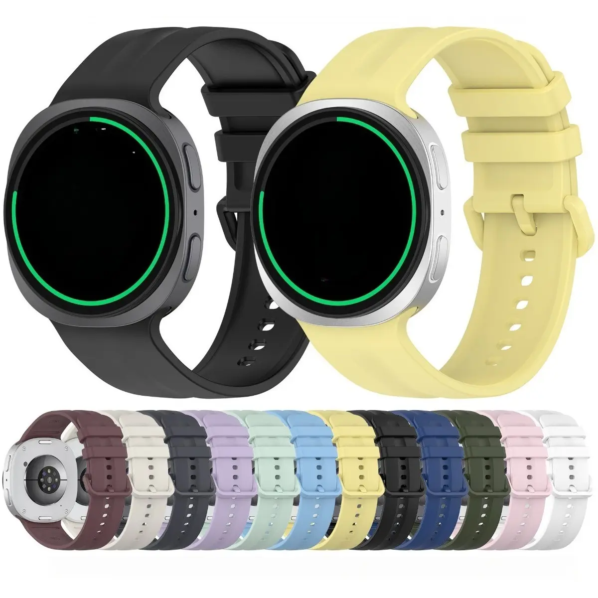 Solid Color Smooth Silicone Watch Band Compatible With Samsung Galaxy Watch 8 / Watch 9 40mm 44mm Quick Fit Sport Replacement Strap Soft Rubber Wristband Multiple Pastel Colors For Men Women sohochic