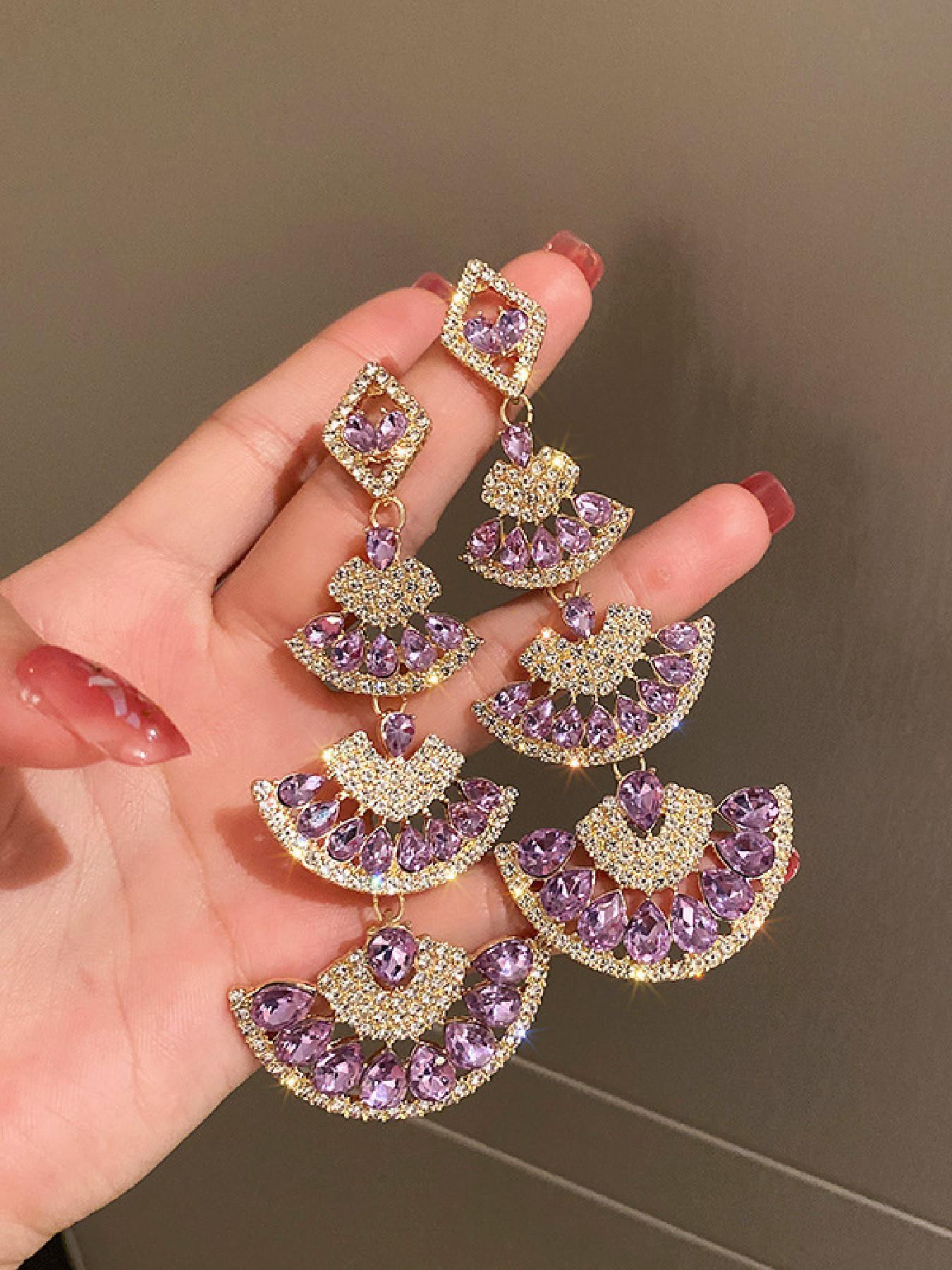 Vintage Teardrop Earrings, Elegant Artificial Crystal Decorated Dangle Earrings for Women, Fashion Jewelry for Party, Daily Decor, Trendy All-match & Exquisite Jewelry for Birthday Gift