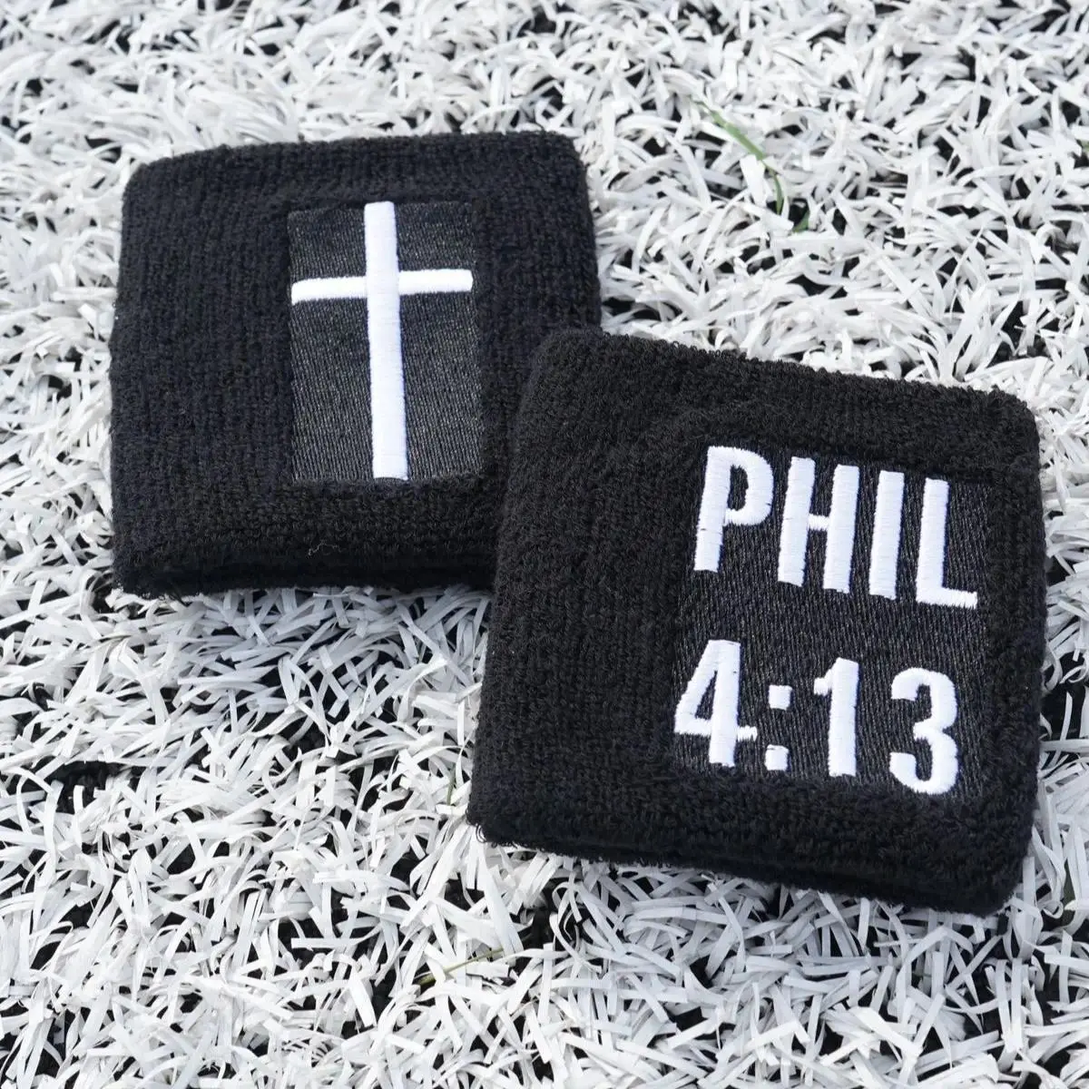 Christian Sweatband 5 Pack with Cross Design and "PHIL 4:13" Text